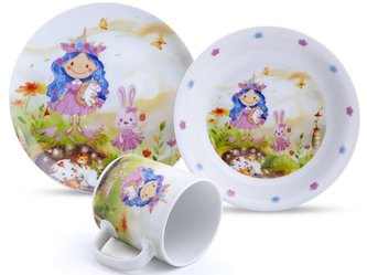 Souprava jídelní dětská PRINCEZNA 3 díly porcelán