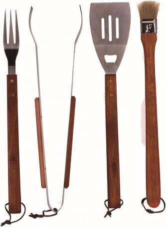 Náčiní grilovací 4 ks dřevěná rukojeť