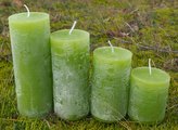 Svíčka sada 4ks schody, zelená barva - vůně zelený čaj