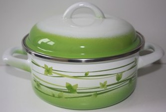 Rendlík smalt 2 l s poklicí dekor lístků 18 cm