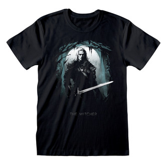 Pánské tričko The Witcher|Zaklínač: Silhouette Moon (L) černá bavlna