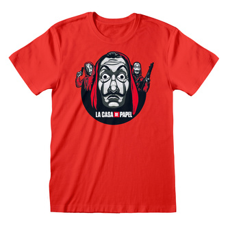 Pánské tričko La Casa De Papel|Papírový dům: Circle And Logo (XL) červená bavlna