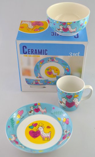 Souprava jídelní dětská 3 díly Lama keramika