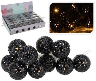 Světla vánoční 10 LED žárovek černé kouličky