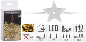 Světla vánoční 40 LED žárovek hvězdy teplá bílá