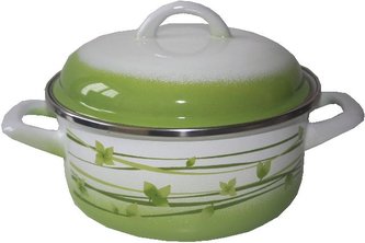 Rendlík smalt 1,5 l s poklicí dekor lístků 16 cm