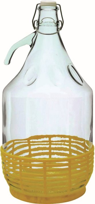 Demižon 5 l v plastovém košíku s patentním uzávěrem