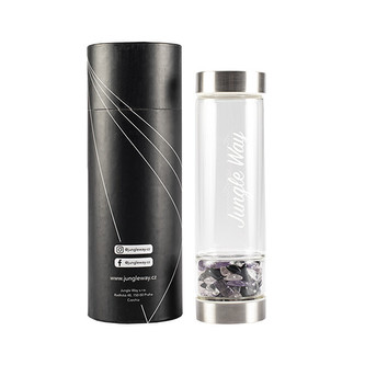 Jungle Way Designová skleněná láhev s polodrahokamy 480 ml
