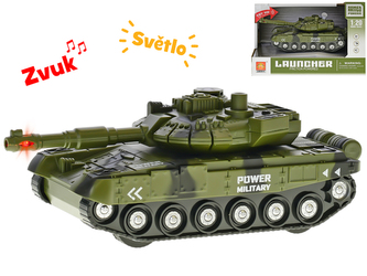 Tank 19,5cm 1:20 na setrvačník na baterie se světlem a zvukem v krabičce