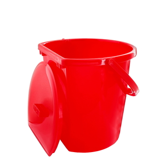 Vědro ke stěně 11 l s víkem červené závěsné