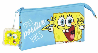 Trojitý penál na tužky Spongebob: Positive Vibes (22 x 12 x 3 cm)