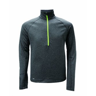 HJORTBERGET - pánské běžecké triko s dl.ruk. a 1/2 zipem černý melír - 3XL