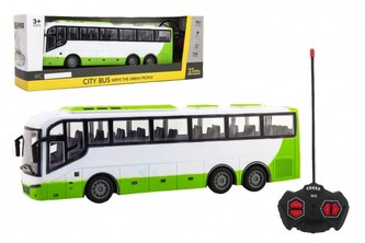 Autobus RC na dálkové ovládání plast 27MHz 32cm na baterie se světlem v krabici 42x15x11cm