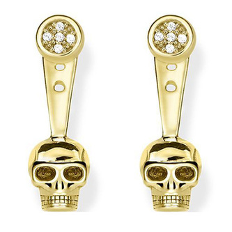 Náušnice \"Lebka\" Thomas Sabo, D_H0014-924-39, Sterling Silver, 925 Sterling silver, 18k yellow gold plating, white diamond
