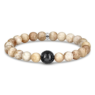 Náramek \"Etnický béžový\" Thomas Sabo, A1944-353-16-L16, Sterling Silver, 925 Sterling silver, blackened, jasper, obsidian