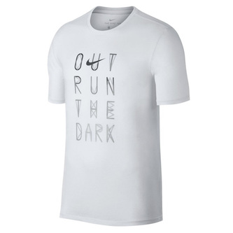 M NK DRY TEE DBL STMT VERB, 10 | RUNNING | MENS | SHORT SLEEVE T-SHIRT | WHITE/LT BLUE FURY | XL