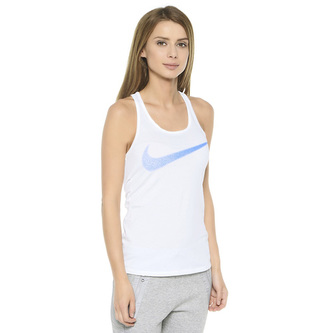 DRI FIT CTN SWOOSH TANK, 10 | WOMEN TRAINING | WOMENS | TANK TOP/SINGLET | WHITE/LT PHOTO BLUE | M