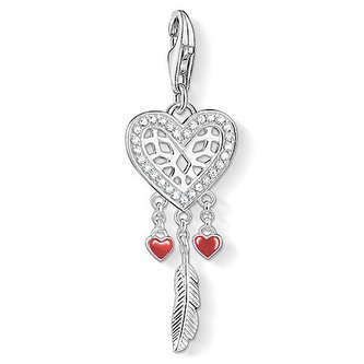Přívěsek \"Lapač snů ve tvaru srdce\" Thomas Sabo, 1426-041-27, Charm Club, 925 Sterling silver, cold enamel red/zirconia white