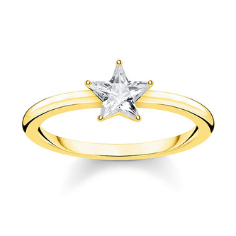 Prsten \"Hvězda\" Thomas Sabo, TR2270-414-14-54, Sterling Silver, 925 Sterling silver, 18k yellow gold plating, zirconia white
