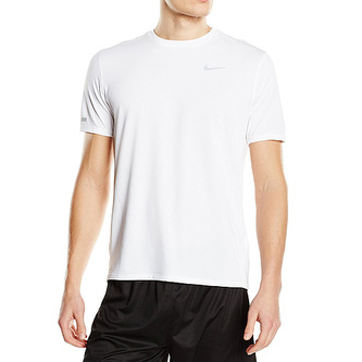 NIKE DRI-FIT CONTOUR SS, 10 | RUNNING | MENS | SHORT SLEEVE TOP | WHITE/REFLECTIVE SILV | L