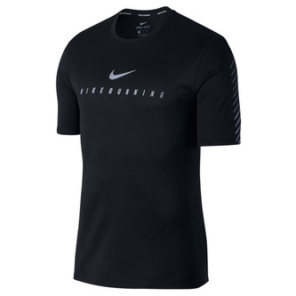 M NK FLSH MLR TOP SS SNL GX, 10 | RUNNING | MENS | SHORT SLEEVE TOP | BLACK | L