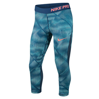 G NP HPRCL CPRI AOP1, 10 | YOUNG ATHLETES | GIRLS | 3/4 LENGTH TIGHT | LIGHT AQUA/SPACE BLUE/SUNBLUSH | M