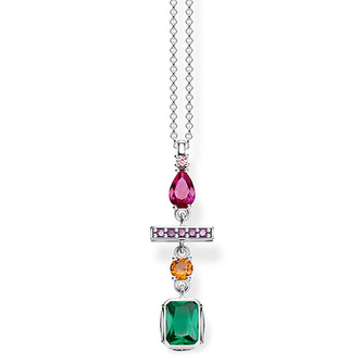 Náhrdelník \"Barevná kombinace tvarů\" Thomas Sabo, KE1892-342-7-L45v, Sterling Silver, 925 Sterling silver, blackened, synthetic corundum, glass-ceramic stone, zirconia