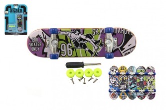 Skateboard prstový šroubovací plast 9cm s doplňky mix barev na kartě 12,5x17x3cm Skateboard prstový šroubovací plast 9cm s doplňky mix barev na kartě 12,5x17x3cm