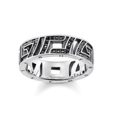 Prsten \"Asijské ornamenty\" Thomas Sabo, TR2166-643-11-54, Sterling Silver, 925 Sterling silver, blackened, zirconia black