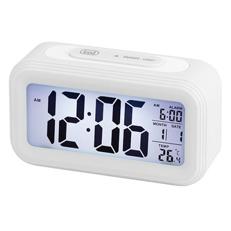 Budík Trevi, SLD 3068S WH, digitální, 12/24 hodin, datum, alarm, 2x AA baterie