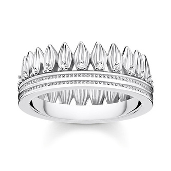 Prsten \"Listy koruna\" Thomas Sabo, TR2282-051-14-52, Sterling Silver, 925 Sterling silver, zirconia white