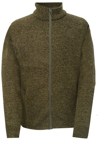 NOSSEN - pánská celorozepínací flatfleece mikina bez kapuce - Olive - 3XL