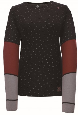 ULLANGER - dámský top s dl. rukávem (merino vlna) - černý potisk - 36