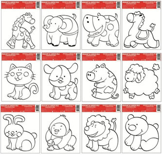 Předlohy na malování  na sklo s vyvýšenou konturou - zvířátka - 1 kus Předlohy na malování  na sklo s vyvýšenou konturou - zvířátka - 1 kus