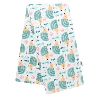 Flanelová plena s potiskem New Baby bílá ježek tyrkysový Flanelová plena s potiskem New Baby bílá ježek tyrkysový