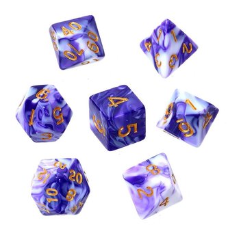 Komplet kości RPG purpurowo-białe REBEL