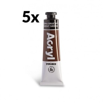 Akrylová barva PRIMO, 18ml, 5ks, hnědá siena pálená, tuby