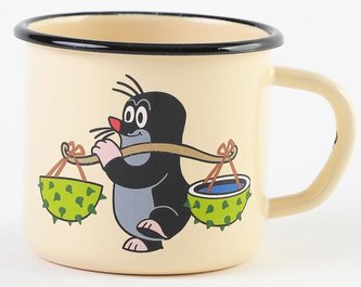 Krtek - hrnek smaltovaný 8cm, krémový/ kaštan