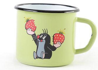 Krtek - hrnek smaltovaný 7cm, světle zelený/ jahody