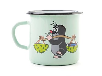 Krtek - hrnek smaltovaný 7cm, mátový/ kaštan