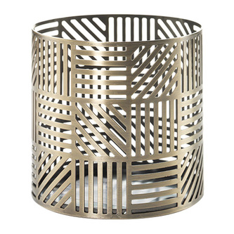 Svícen kovový Yankee Candle Crosshatch Brass, výška 8 cm