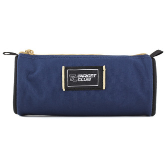 Školní penál Target kulatý, modrý, béžový zip