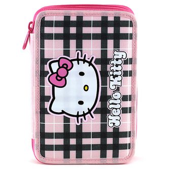 Hello Kitty Školní penál s náplní růžovo-černé kostky Hello Kitty Školní penál s náplní růžovo-černé kostky
