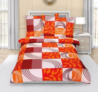 Povlečení krepové - oranžový patchwork - 140x220, 70x90 cm