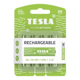 TESLA RECHARGEABLE+ nabíjecí baterie AA Ni-MH 2450mAh (HR06, tužková, blister) 4 ks