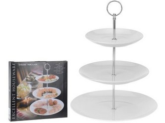 podnos 3 patra kulatý 17cm, 21cm, 26,5cm porcelán BÍ