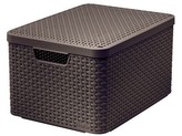 Košík, umělý ratan, čokoládově hnědá, 30 l, s víkem, CURVER 205861