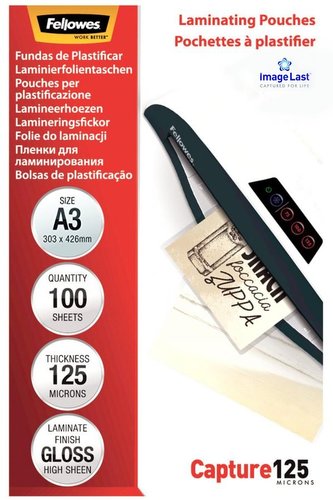 FELLOWES laminovací fólie/ formát A3/ 125 mic ImageLast/ velikost 303x426 mm/ lesklé/ 100 pack