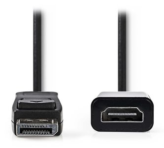 NEDIS adaptérový kabel DisplayPort - HDMI/ zástrčka DisplayPort - vstup HDMI/ 0,20m/ černý