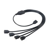 AKASA rozbočovač pro RGB LED pásky / AK-CBLD04-50BK / 1x female / 4x male / 50cm /  černý